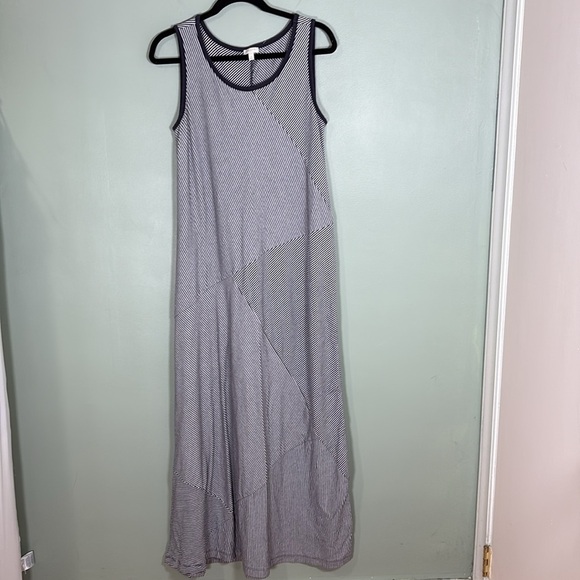 Talbots Patchwork Tank Maxi dress Blue Stripes Nautical size M - Picture 1 of 8